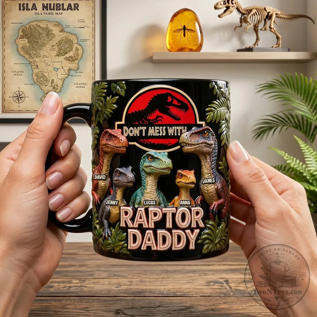 Jurassic Park Raptor Daddy Personalized Black Coffee Mug 5 Jurassic Park Raptor Daddy Personalized Black Coffee Mug