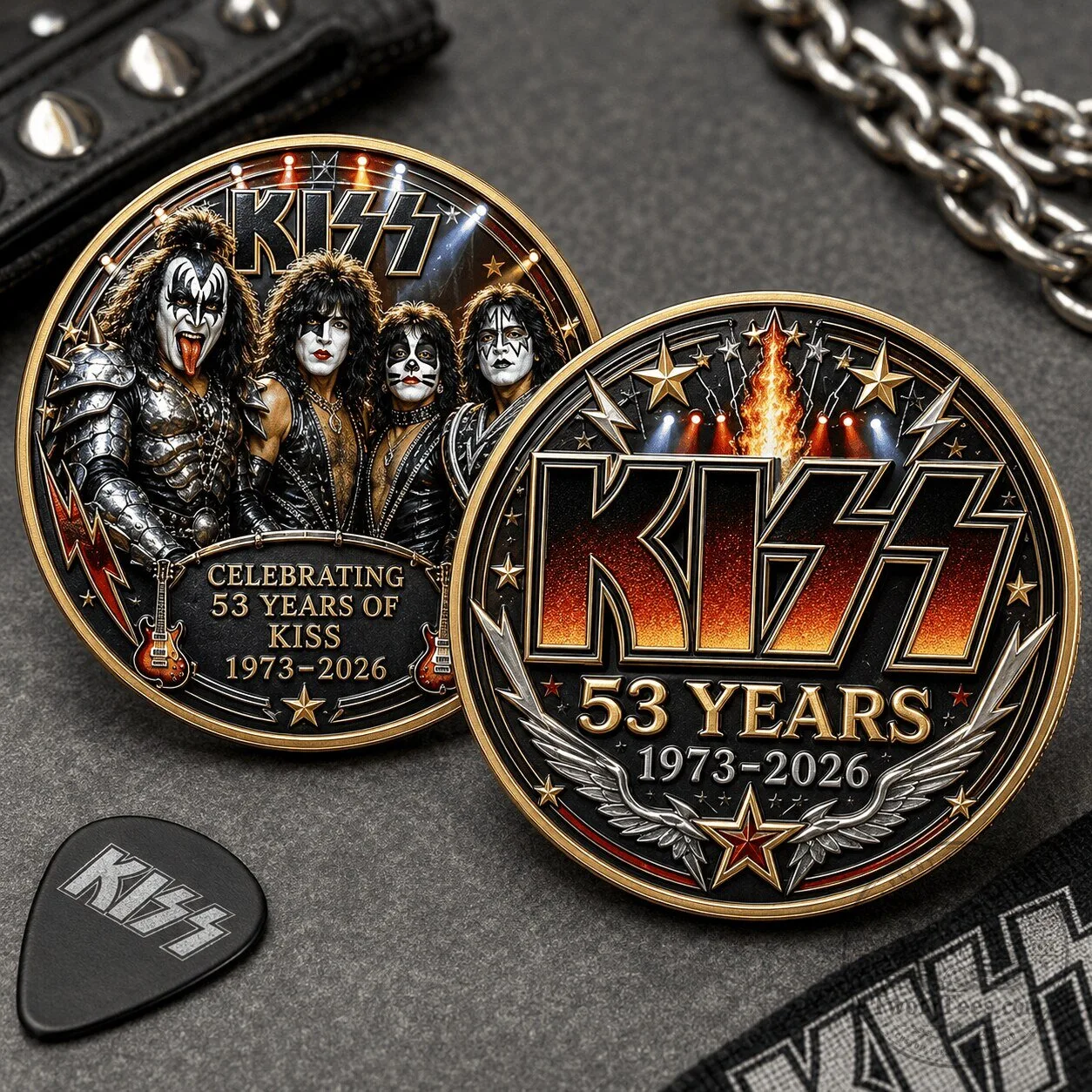 KISS 53rd Anniversary Commemorative Challenge Coin 1973-2026 Collectible Gift