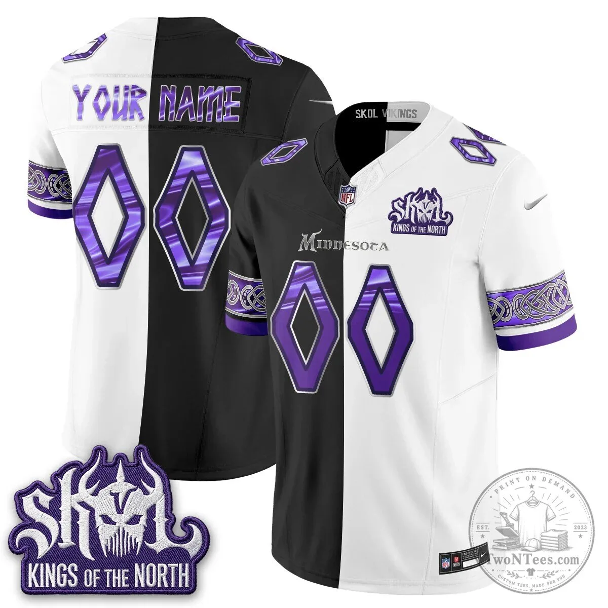 Minnesota Vikings Split Edition Vapor Custom Football Jersey 4 Minnesota Vikings Split Edition Vapor Custom Football Jersey