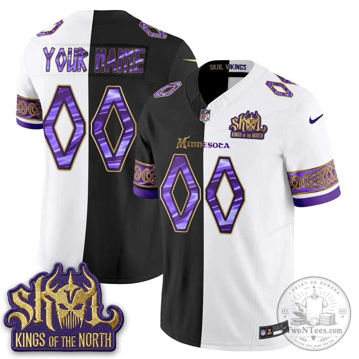 Minnesota Vikings Split Edition Vapor Custom Football Jersey 5 Minnesota Vikings Split Edition Vapor Custom Football Jersey