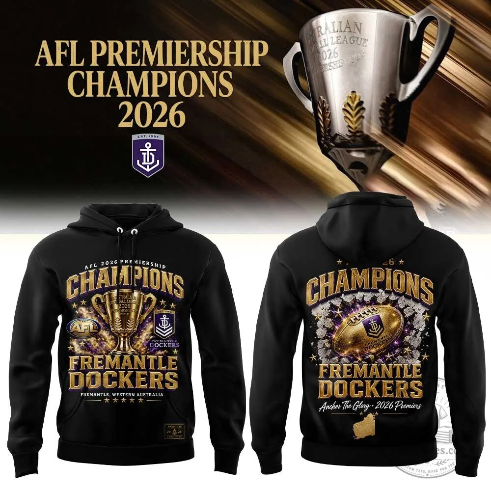Fremantle Dockers AFL 2026 Premiership Champions Black Hoodie
