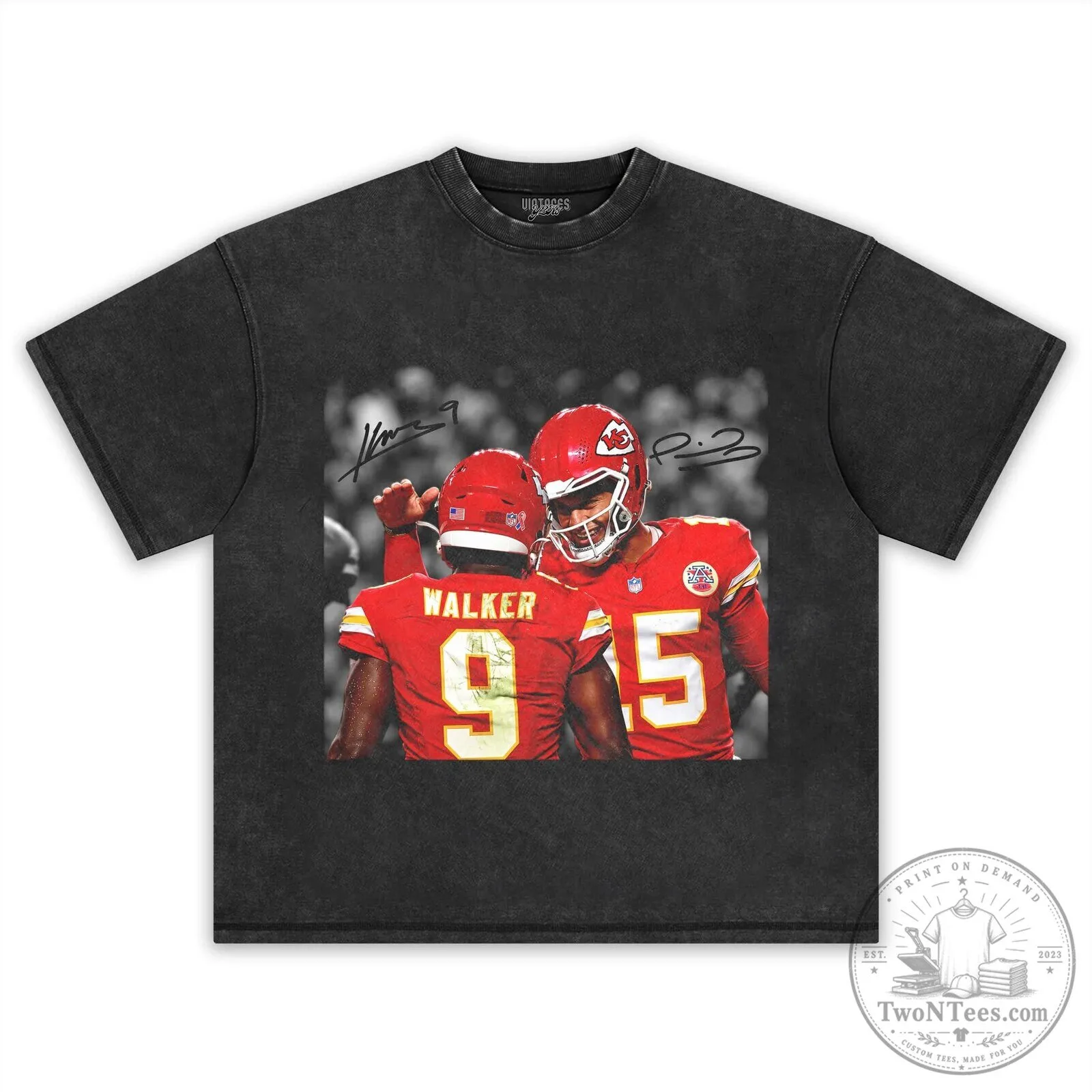Patrick Mahomes and Kenneth Walker III Football Players Black T-Shirt 8 Patrick Mahomes and Kenneth Walker III Football Players Black T-Shirt