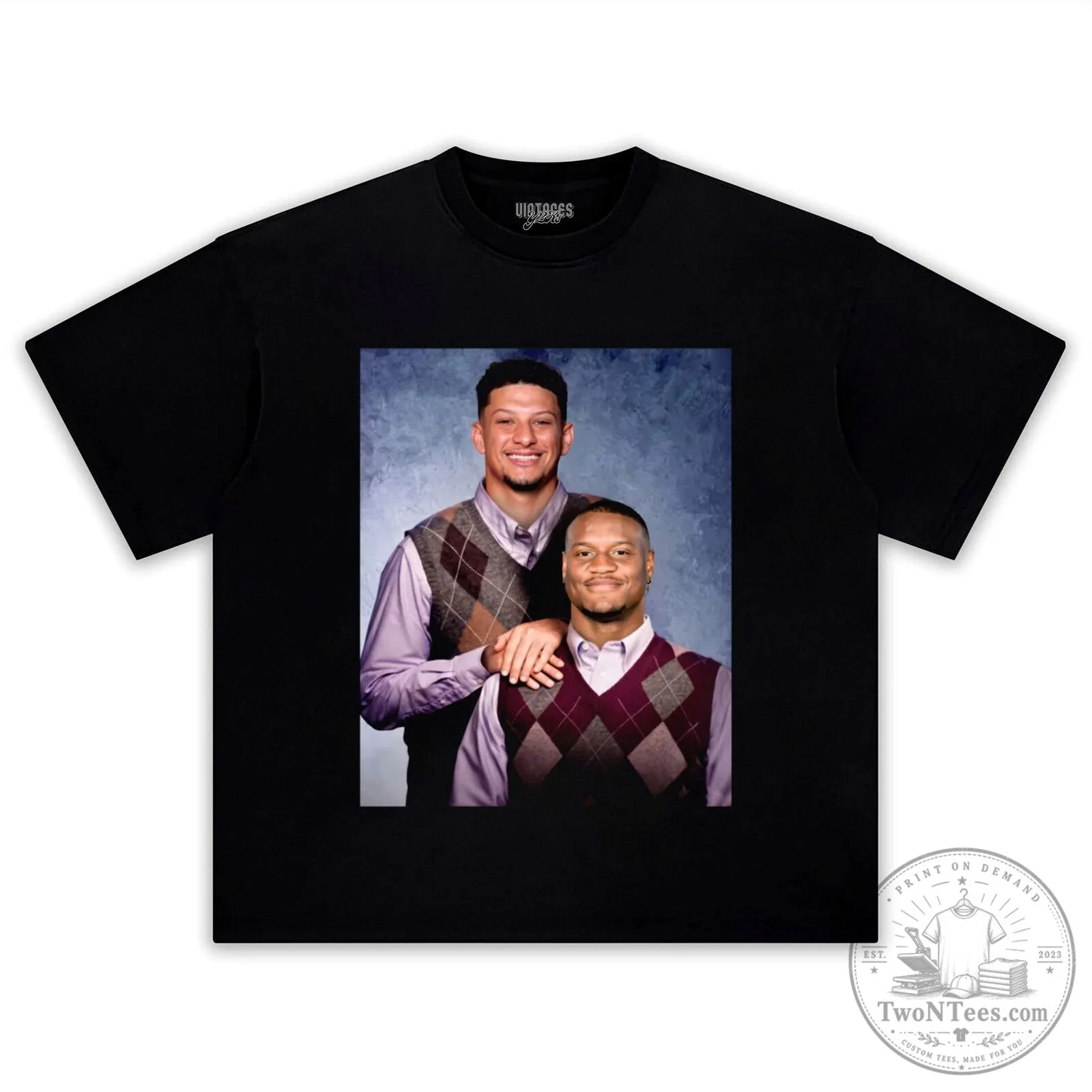 Patrick Mahomes and Kenneth Walker III Funny Argyle Sweater T-Shirt