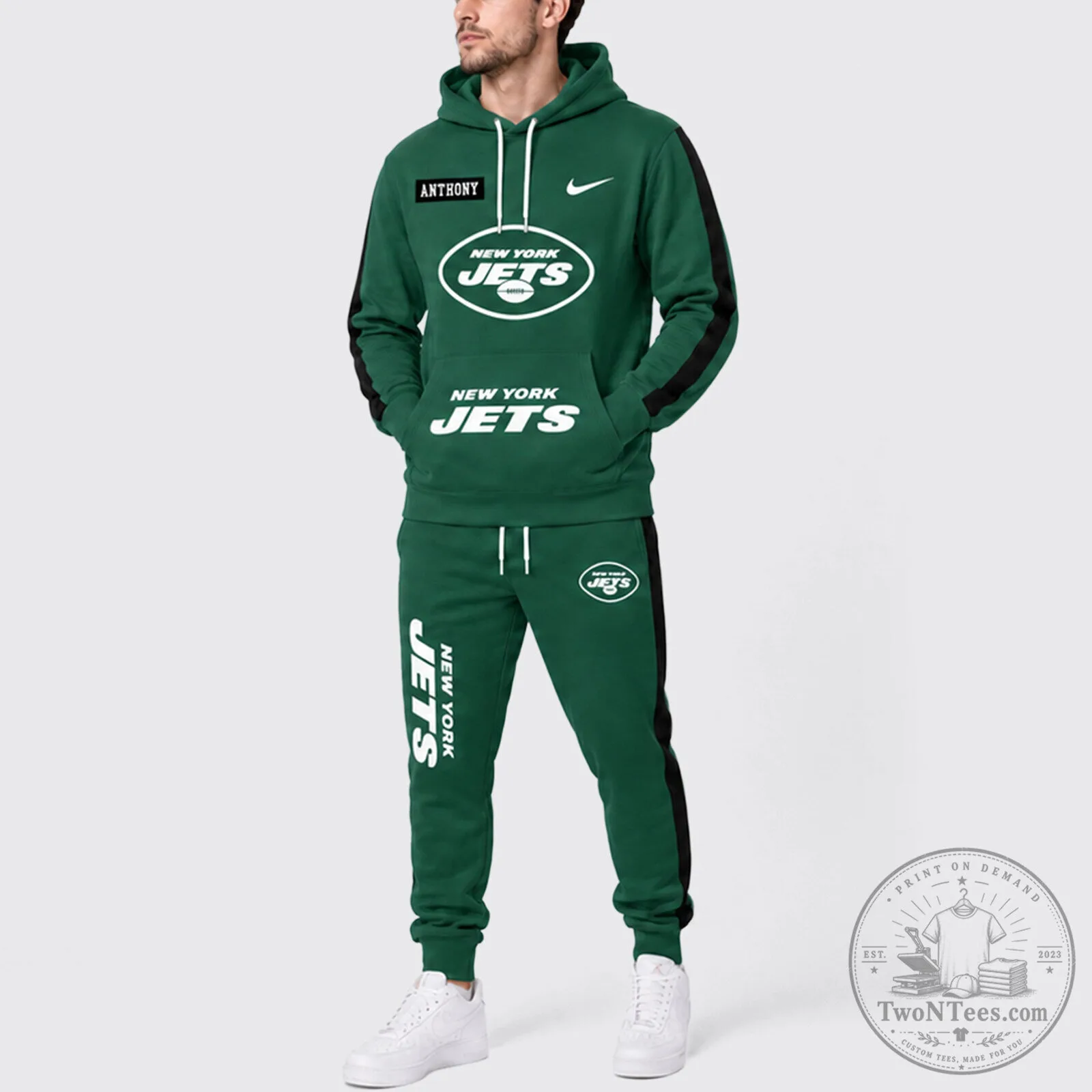 New York Jets Personalized Green Hoodie and Sweatpants Tracksuit Set