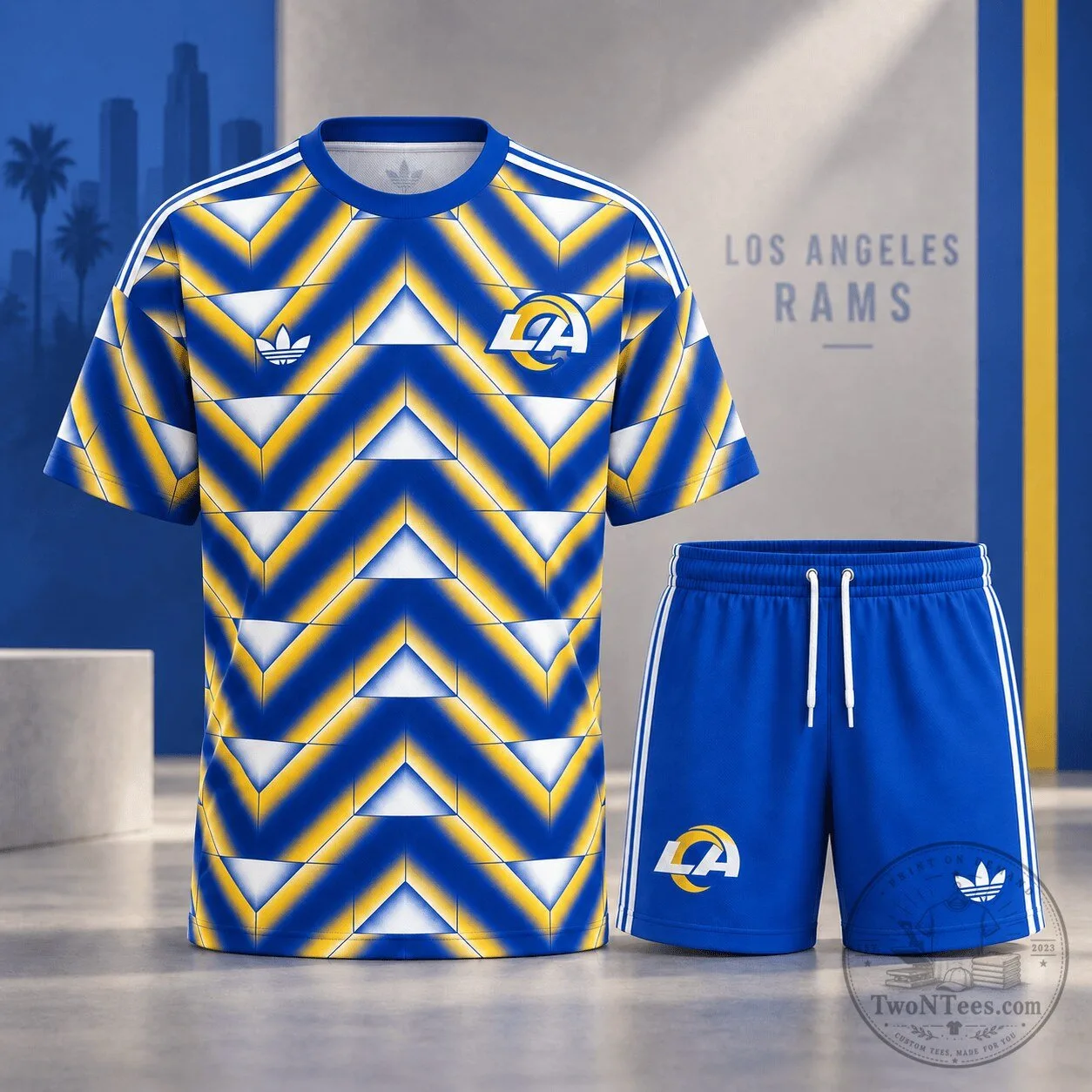 Los Angeles Rams Geometric Performance Football Jersey and Shorts Set