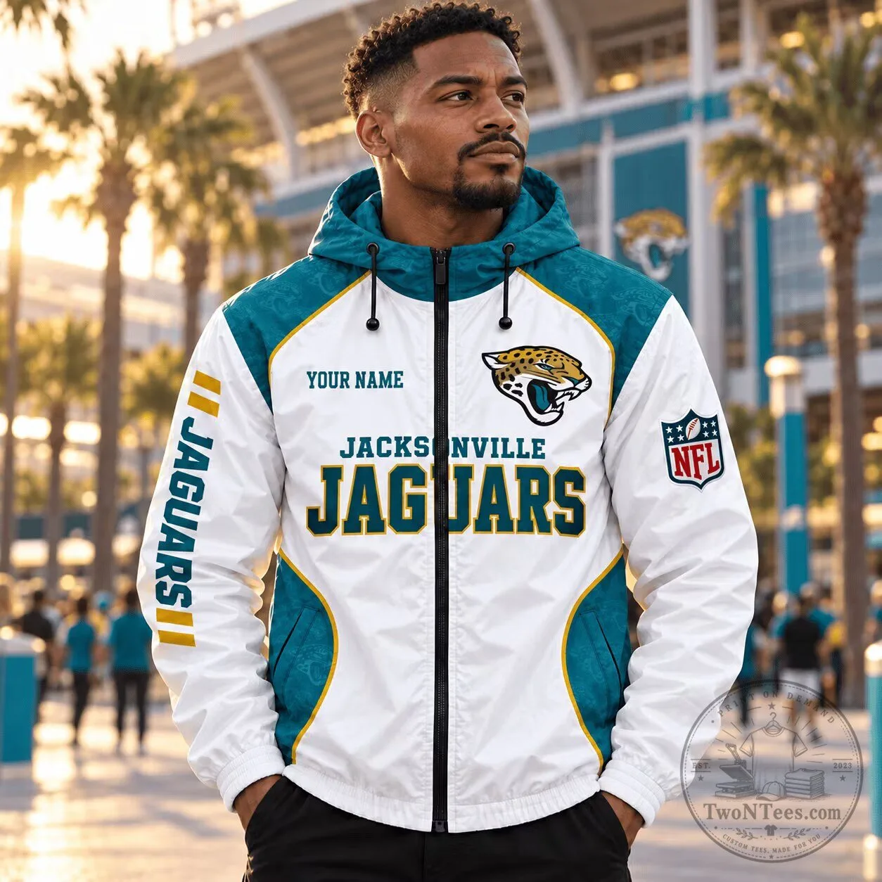 Jacksonville Jaguars NFL Fan Gift Personalized Windbreaker Jacket