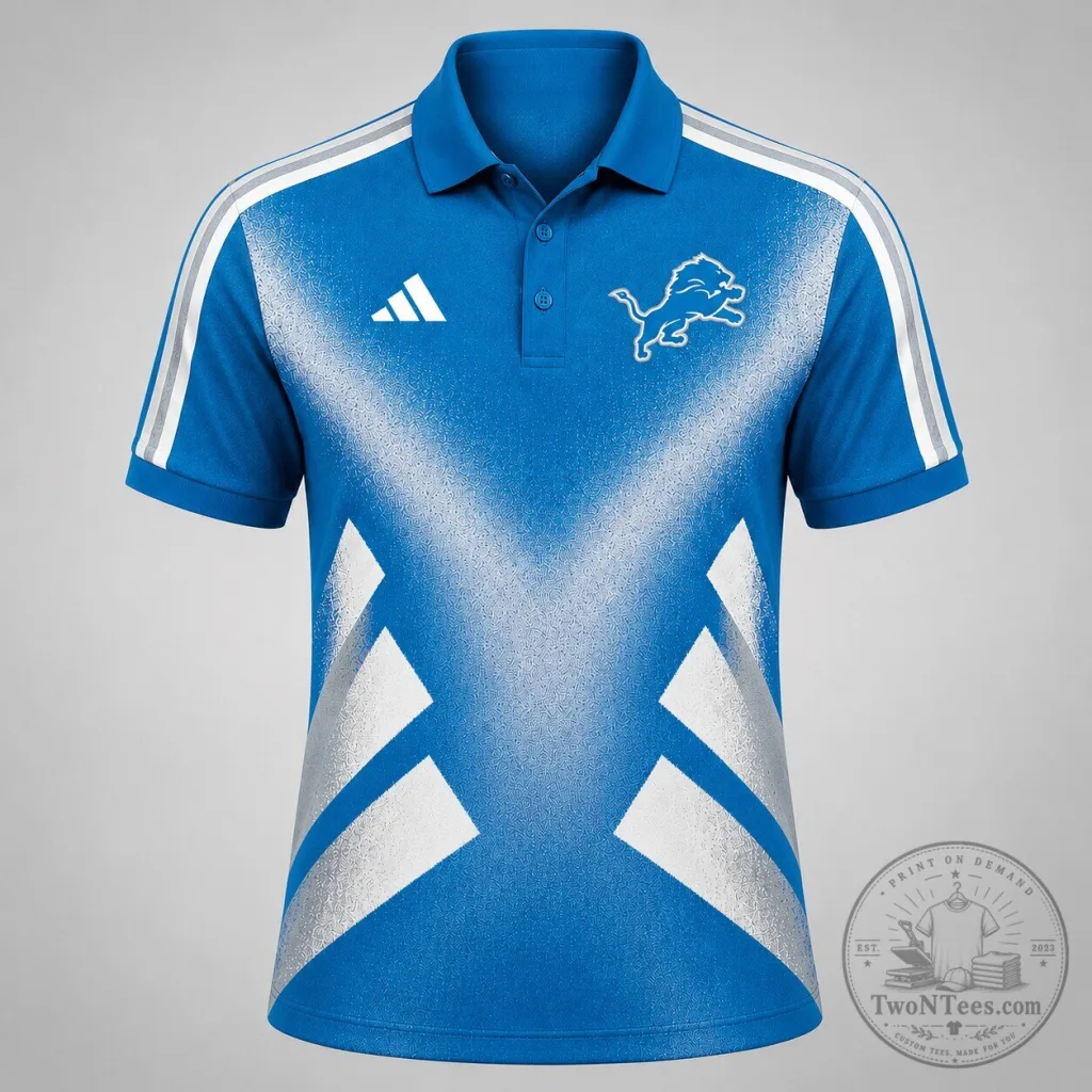 Detroit Lions NFL Fan Polo Shirt - Geometric Pattern Premium Sports Apparel Detroit Lions NFL Fan Polo Shirt - Geometric Pattern Premium Sports Apparel