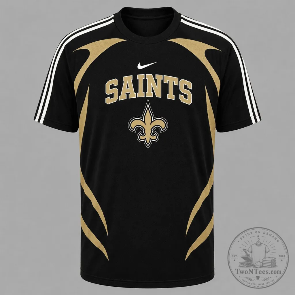 New Orleans Saints Football Team Black and Gold Athletic Jersey New Orleans Saints Football Team Black and Gold Athletic Jersey
