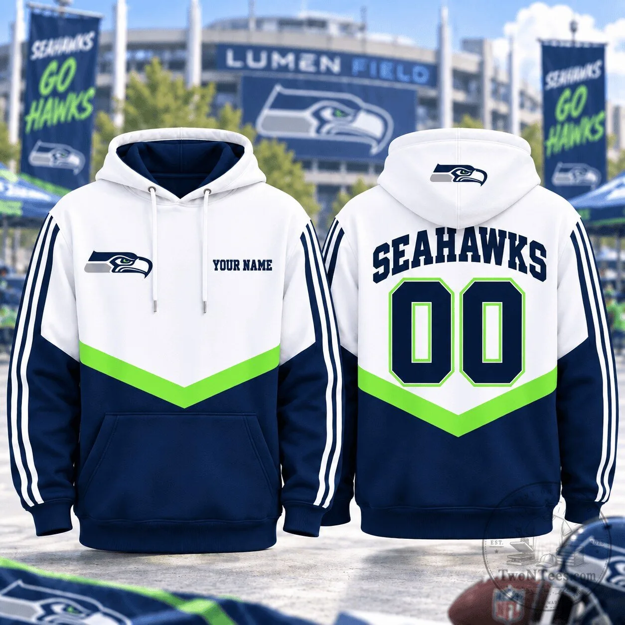 Customizable Game Day Football Hoodie for Men and Women - Seattle Seahawks