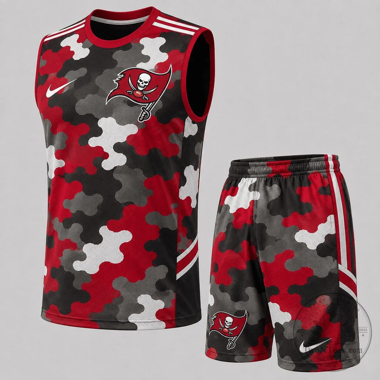 Tampa Bay Buccaneers Red Camouflage Pattern Sleeveless Tank Top and Shorts Set