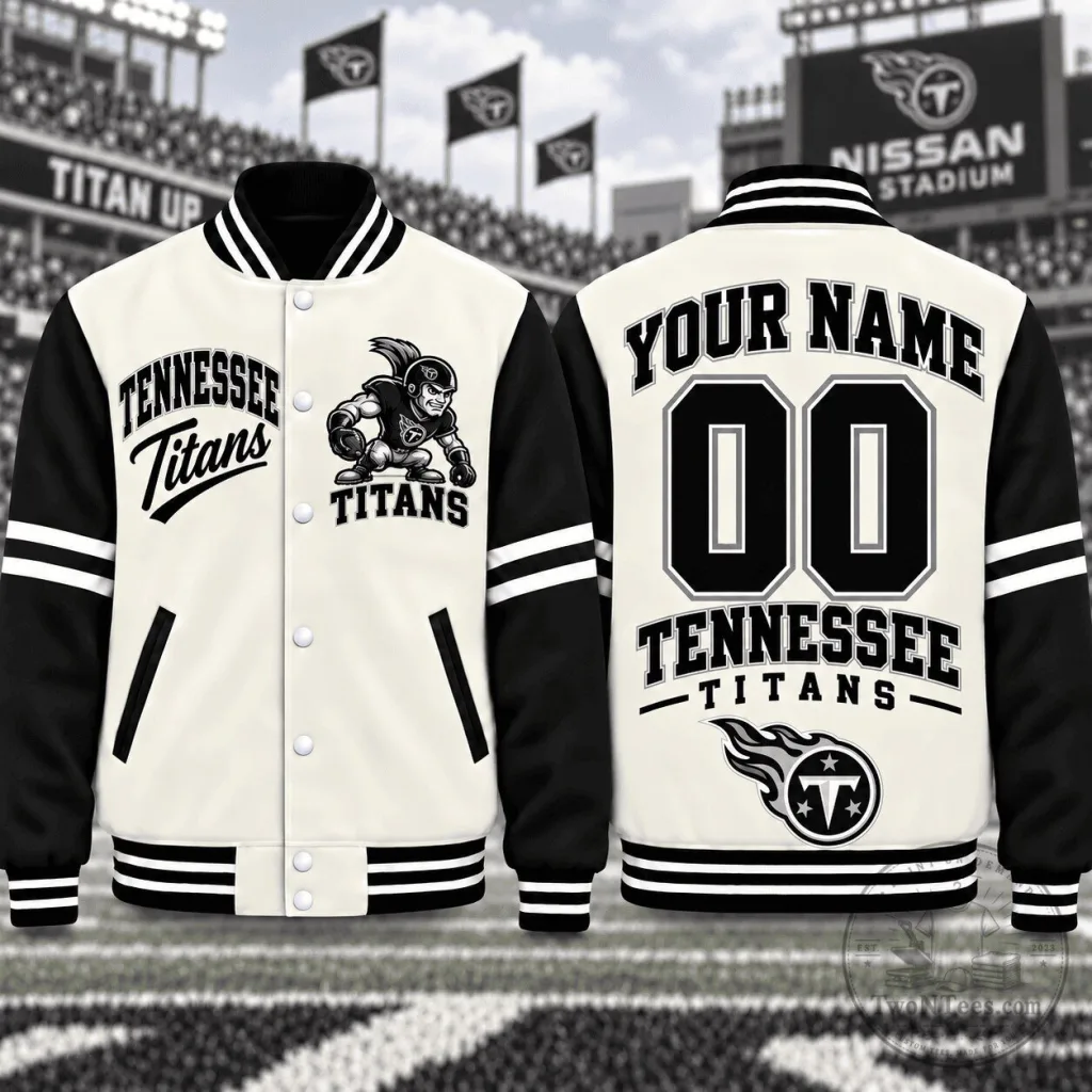 Personalized Varsity Jacket with Name and Number for Tennessee Titans Fans Personalized Varsity Jacket with Name and Number for Tennessee Titans Fans
