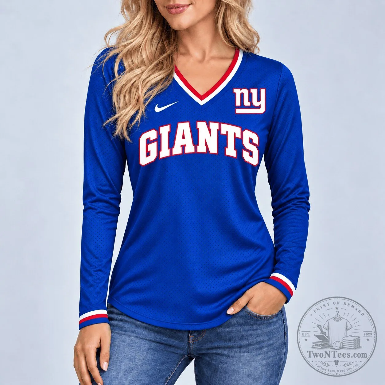 New York Giants Women's Royal Blue Game Day Long Sleeve Jersey