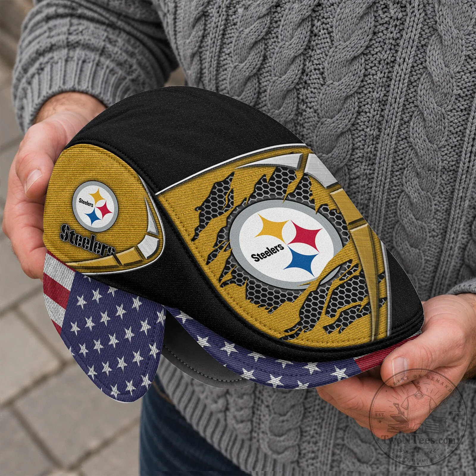 Pittsburgh Steelers NFL Flat Cap with Foldable Ear Flaps 6 Pittsburgh Steelers NFL Flat Cap with Foldable Ear Flaps