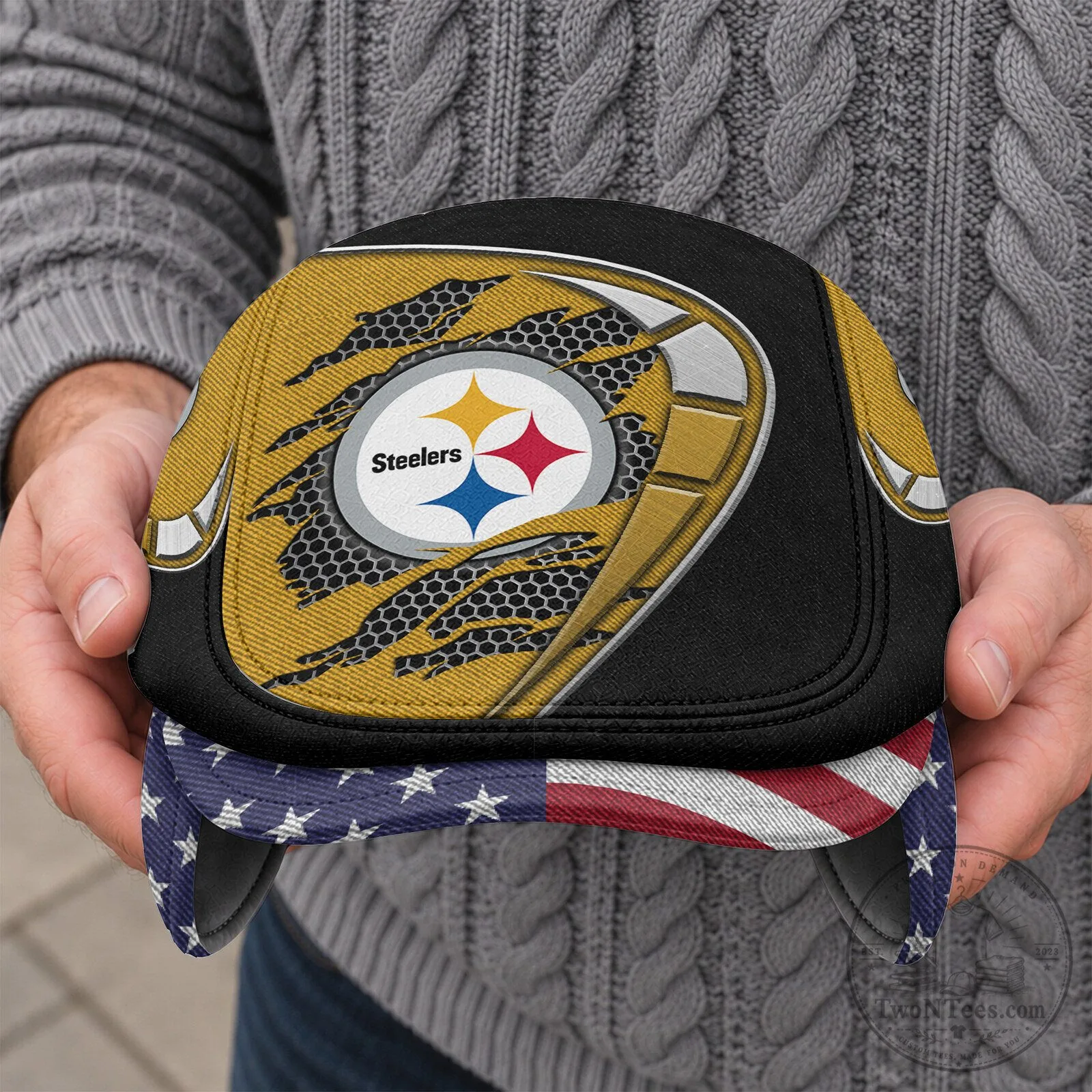 Pittsburgh Steelers NFL Flat Cap with Foldable Ear Flaps 7 Pittsburgh Steelers NFL Flat Cap with Foldable Ear Flaps