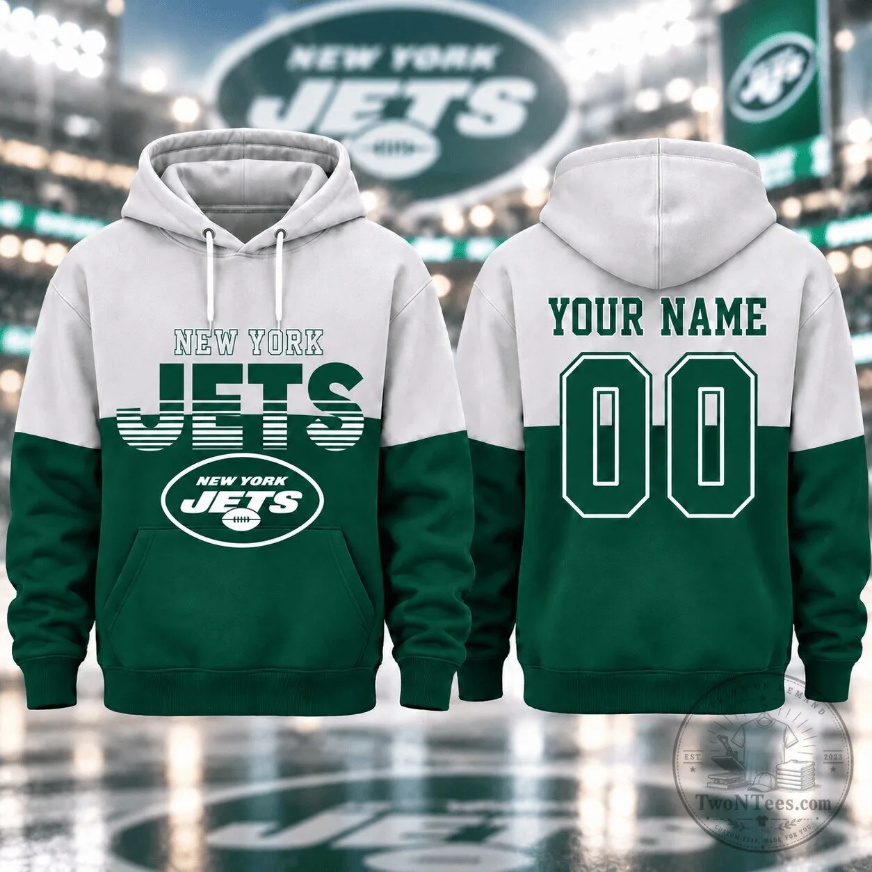 New York Jets NFL Football Team Personalized Varsity Stripe Hoodie 1 New York Jets NFL Football Team Personalized Varsity Stripe Hoodie