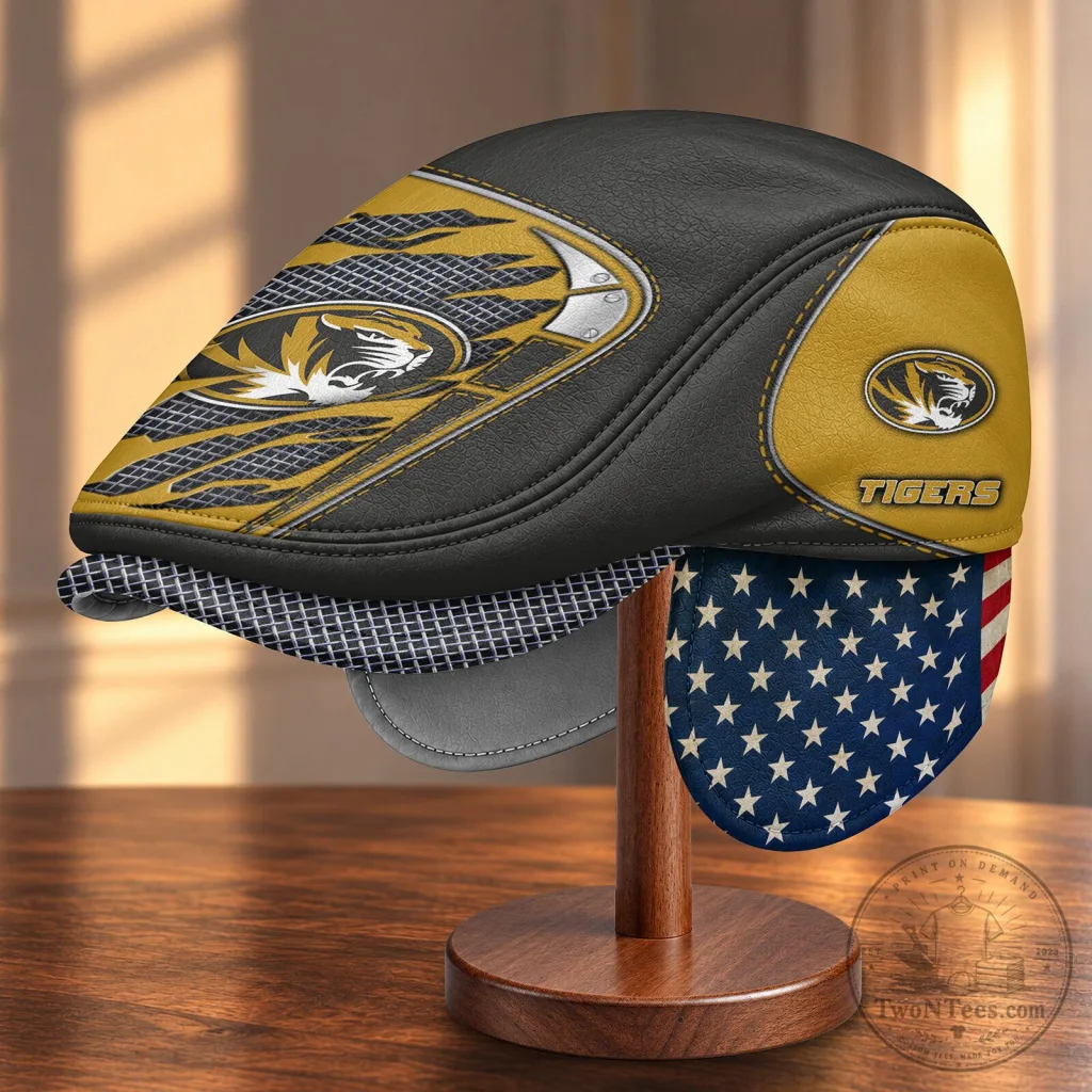NCAA Flat Cap with Foldable Ear Flaps for Missouri Tigers Fans NCAA Flat Cap with Foldable Ear Flaps for Missouri Tigers Fans