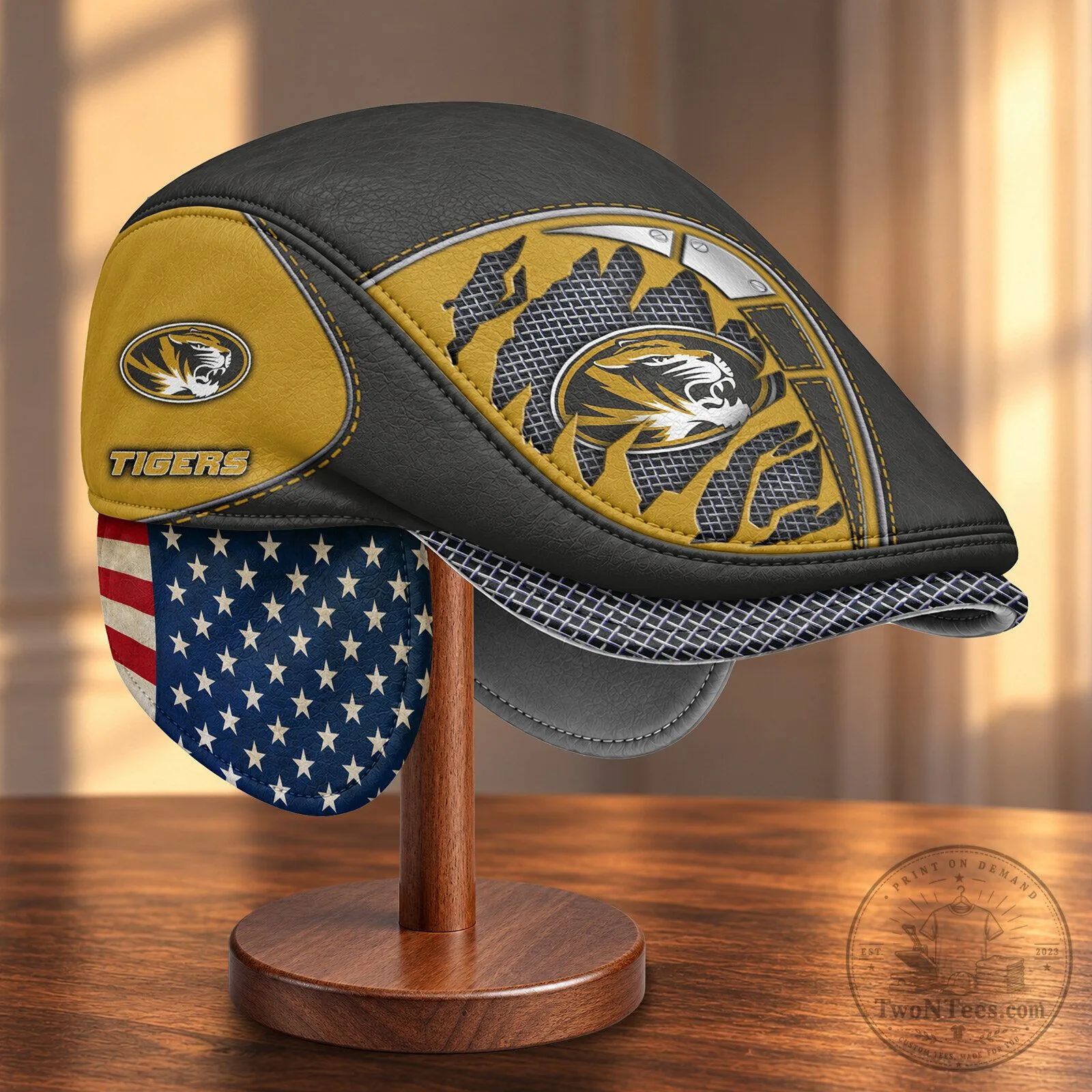 NCAA Flat Cap with Foldable Ear Flaps for Missouri Tigers Fans 6 NCAA Flat Cap with Foldable Ear Flaps for Missouri Tigers Fans