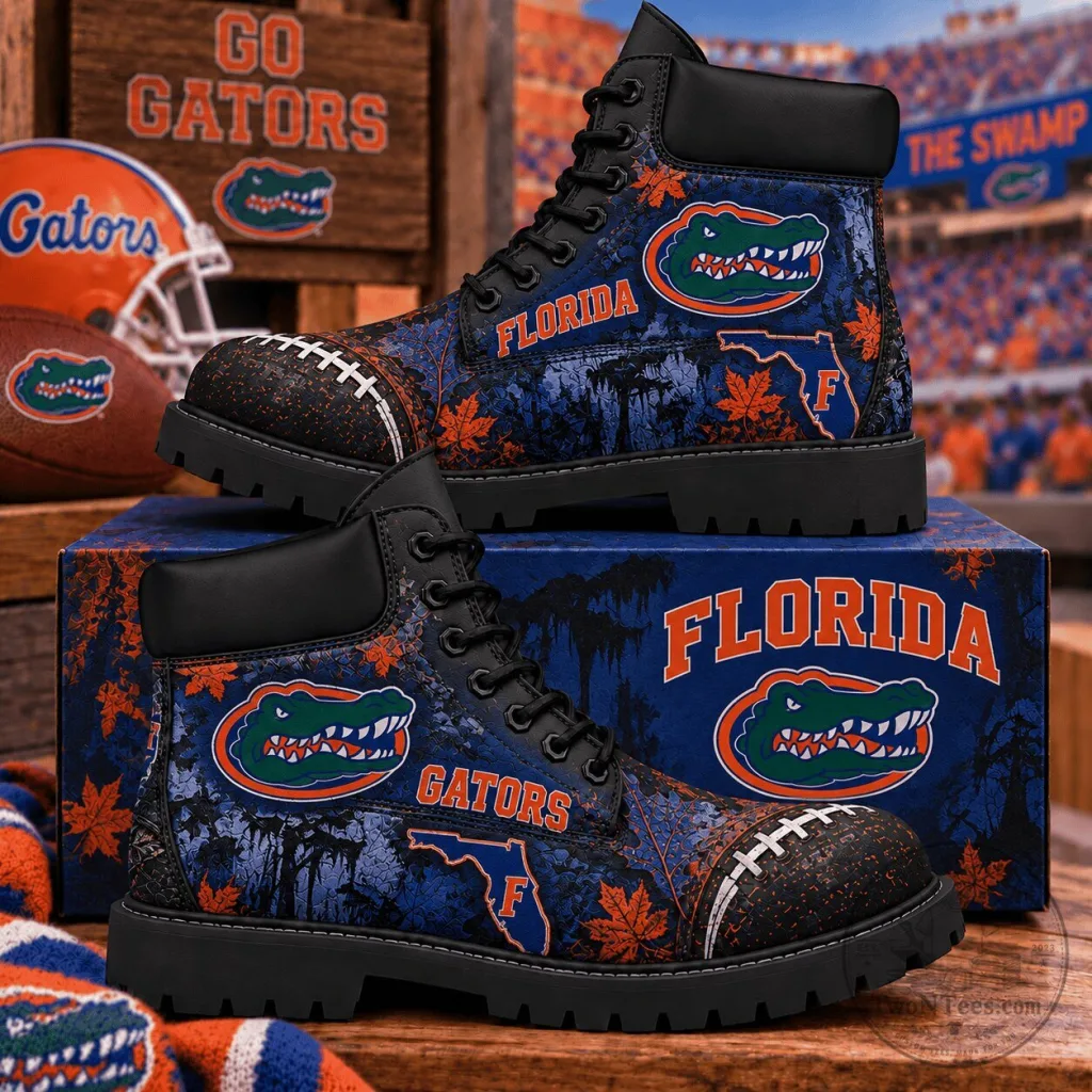 Florida Gators Football Team Logo Pattern High Top Boots Florida Gators Football Team Logo Pattern High Top Boots