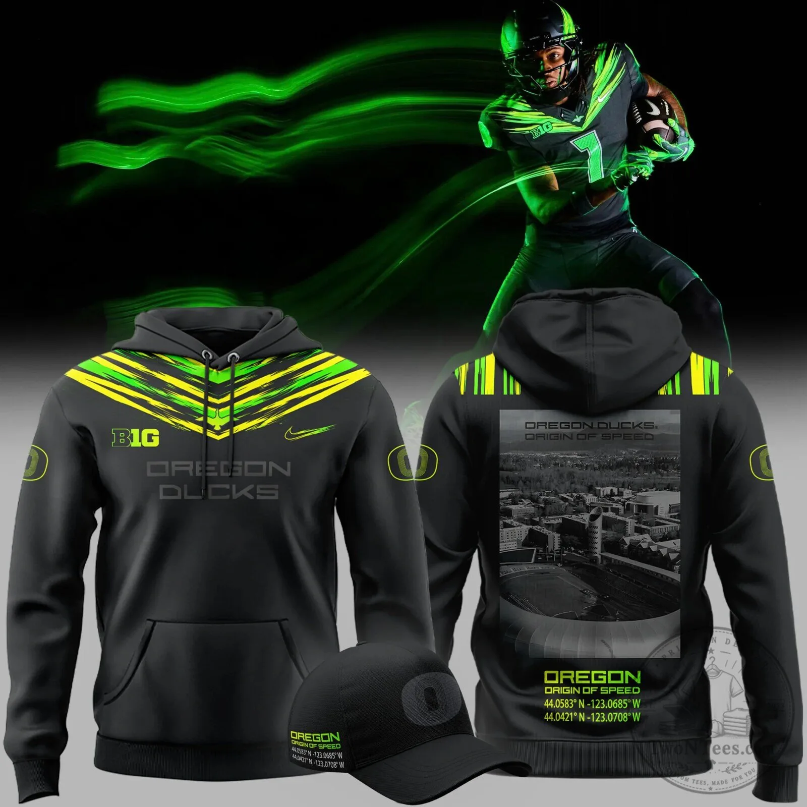 Black and Green Oregon Ducks Hoodie for Football – Origin of Speed Design