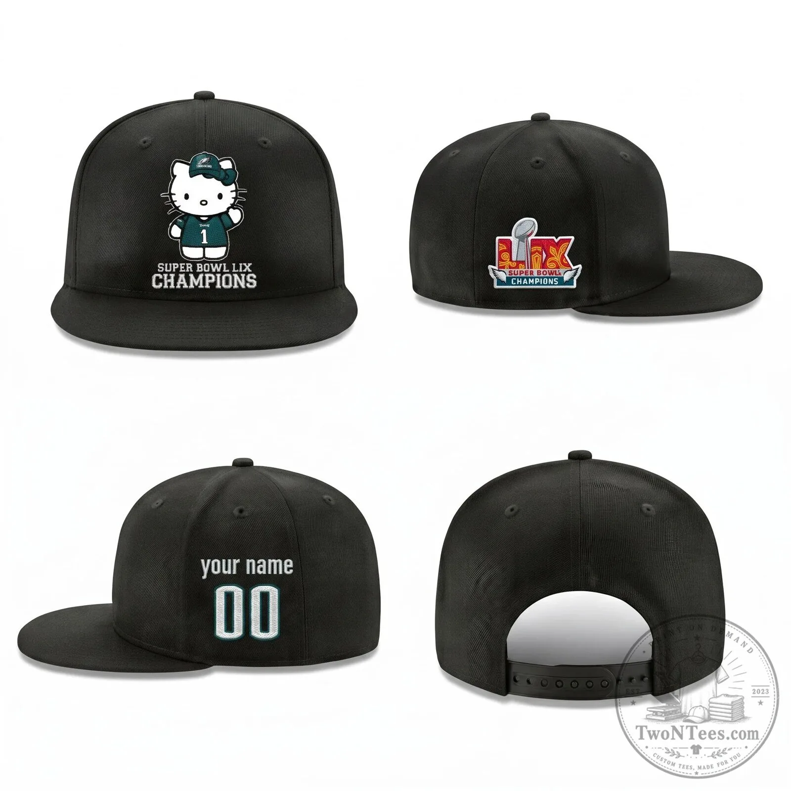 Philadelphia Eagles Hello Kitty Super Bowl LIX Champions Personalized Cap Hat