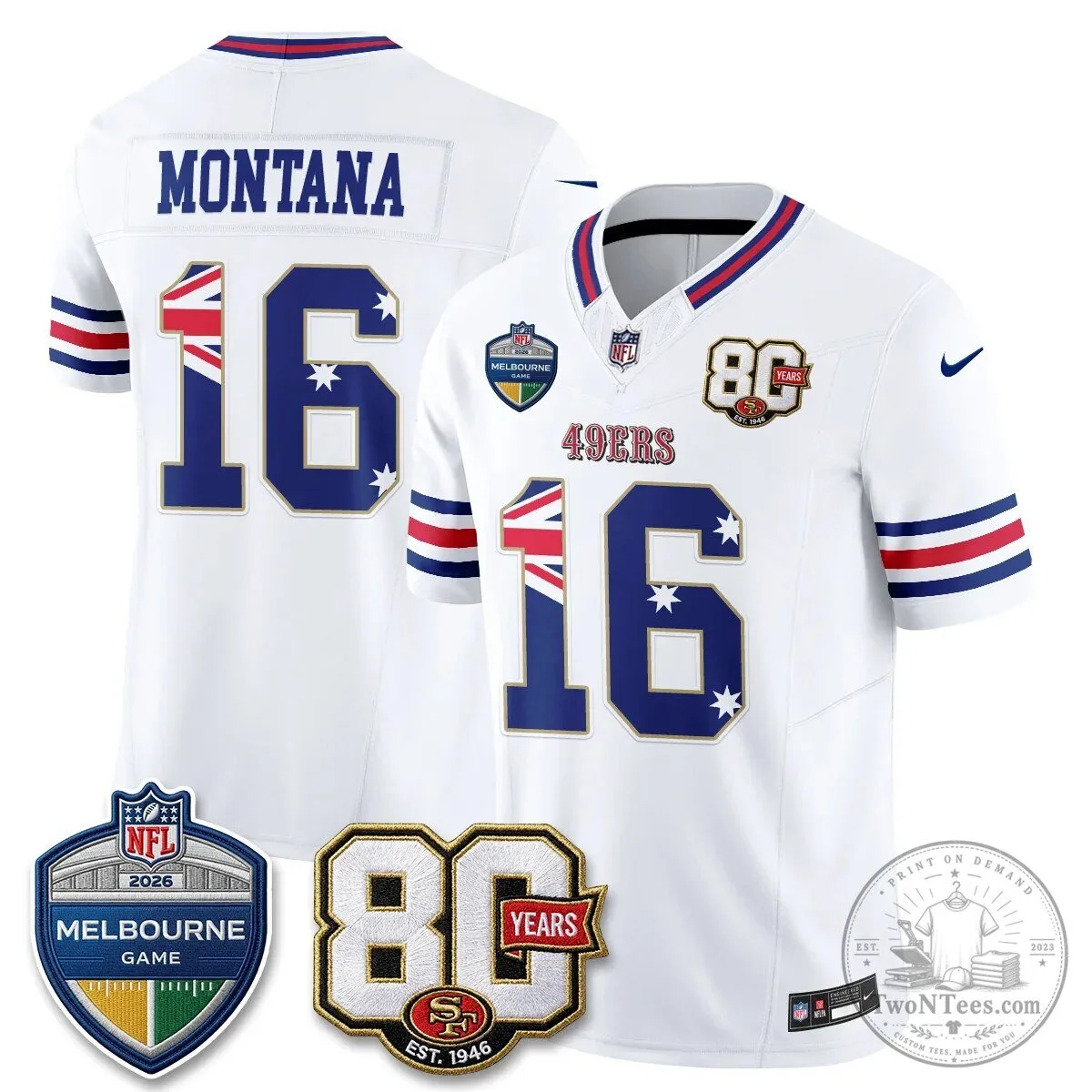 Christian McCaffrey San Francisco 49ers Melbourne Game 2026 Black Football Jersey 64 Christian McCaffrey San Francisco 49ers Melbourne Game 2026 Black Football Jersey