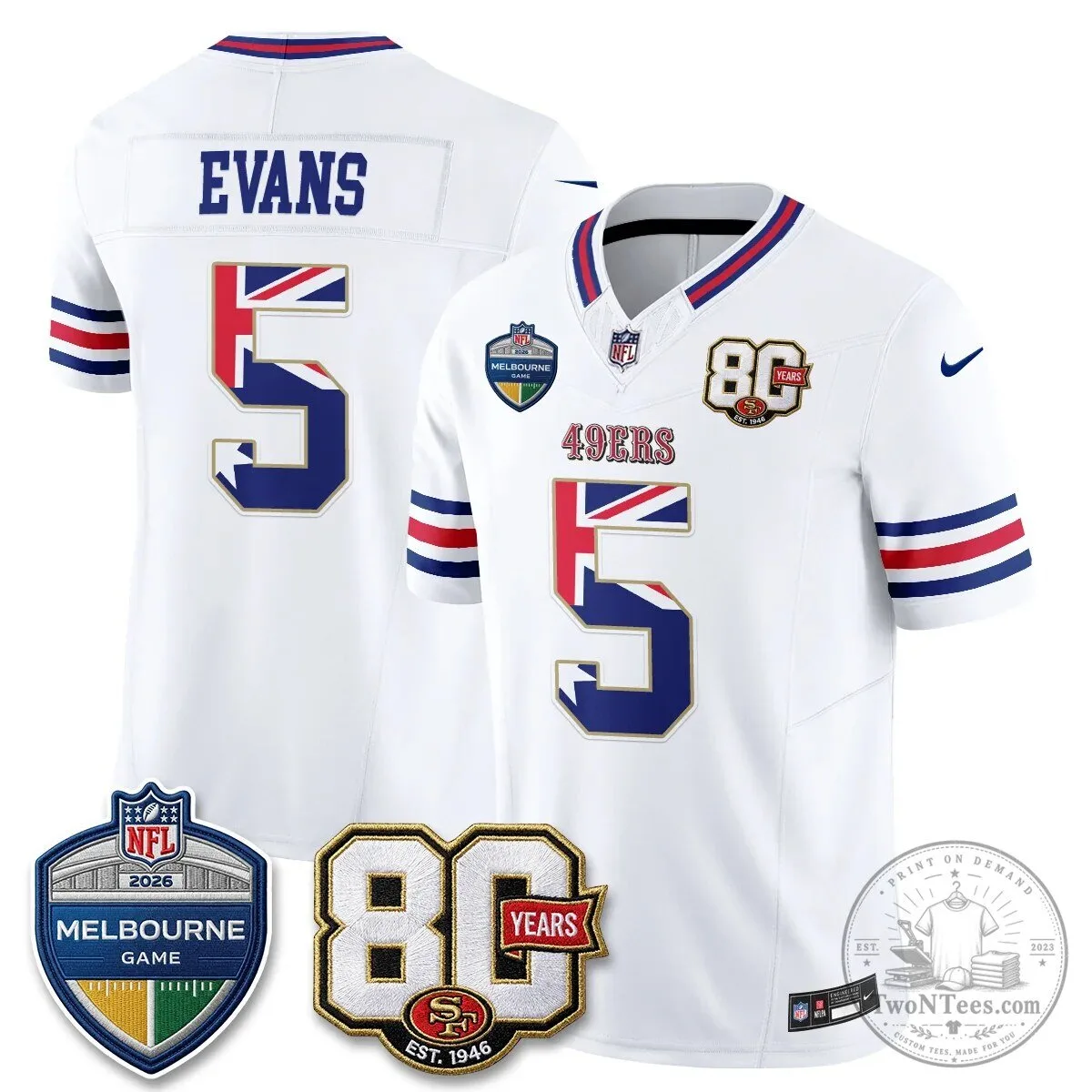 Christian McCaffrey San Francisco 49ers Melbourne Game 2026 Black Football Jersey 69 Christian McCaffrey San Francisco 49ers Melbourne Game 2026 Black Football Jersey