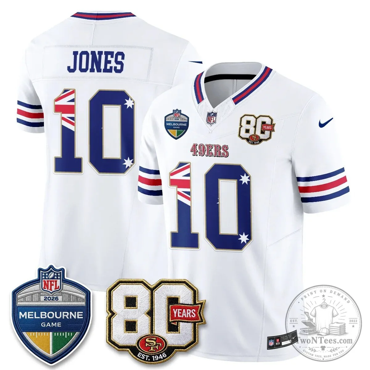 Christian McCaffrey San Francisco 49ers Melbourne Game 2026 Black Football Jersey 71 Christian McCaffrey San Francisco 49ers Melbourne Game 2026 Black Football Jersey