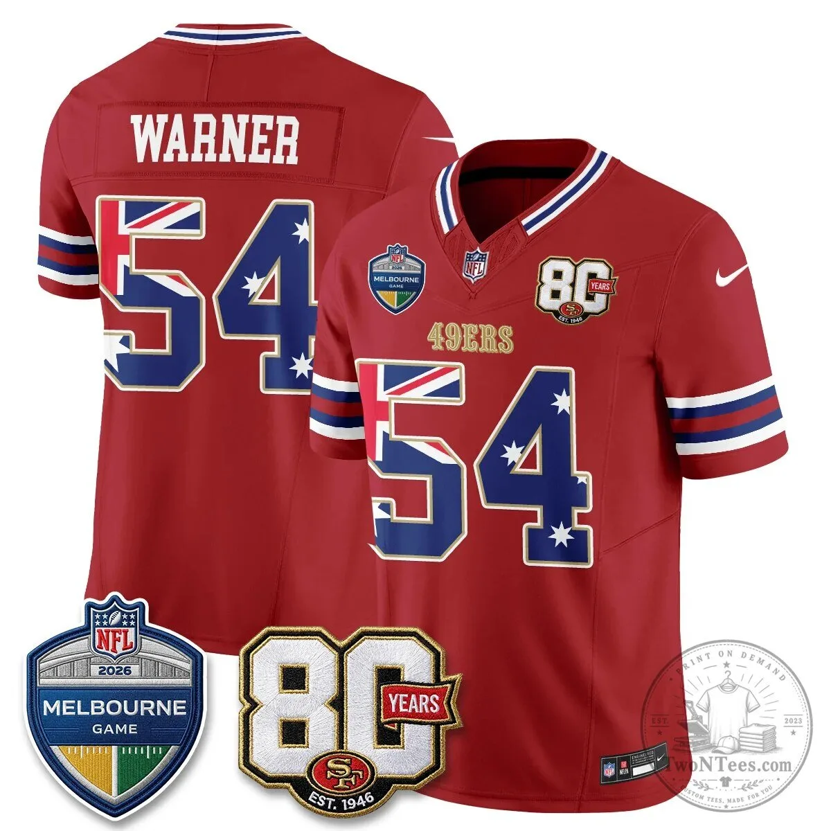 Christian McCaffrey San Francisco 49ers Melbourne Game 2026 Black Football Jersey 75 Christian McCaffrey San Francisco 49ers Melbourne Game 2026 Black Football Jersey