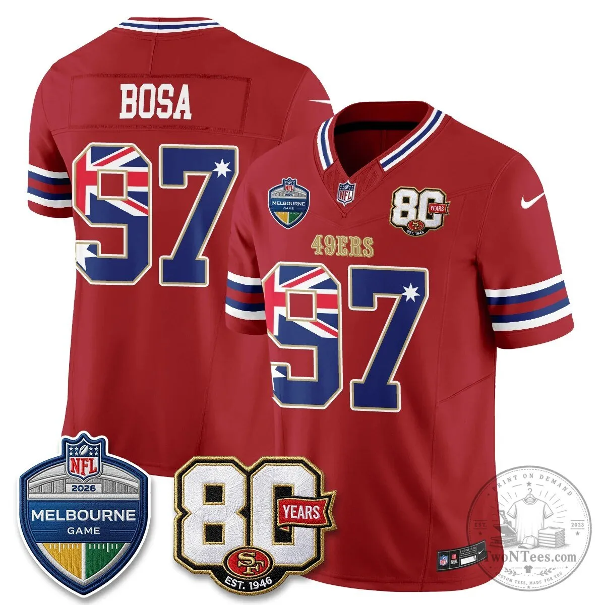 Christian McCaffrey San Francisco 49ers Melbourne Game 2026 Black Football Jersey 78 Christian McCaffrey San Francisco 49ers Melbourne Game 2026 Black Football Jersey