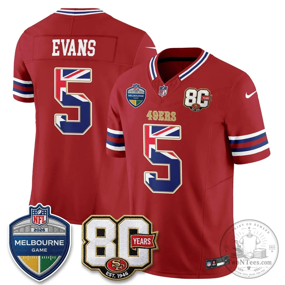 Christian McCaffrey San Francisco 49ers Melbourne Game 2026 Black Football Jersey 81 Christian McCaffrey San Francisco 49ers Melbourne Game 2026 Black Football Jersey