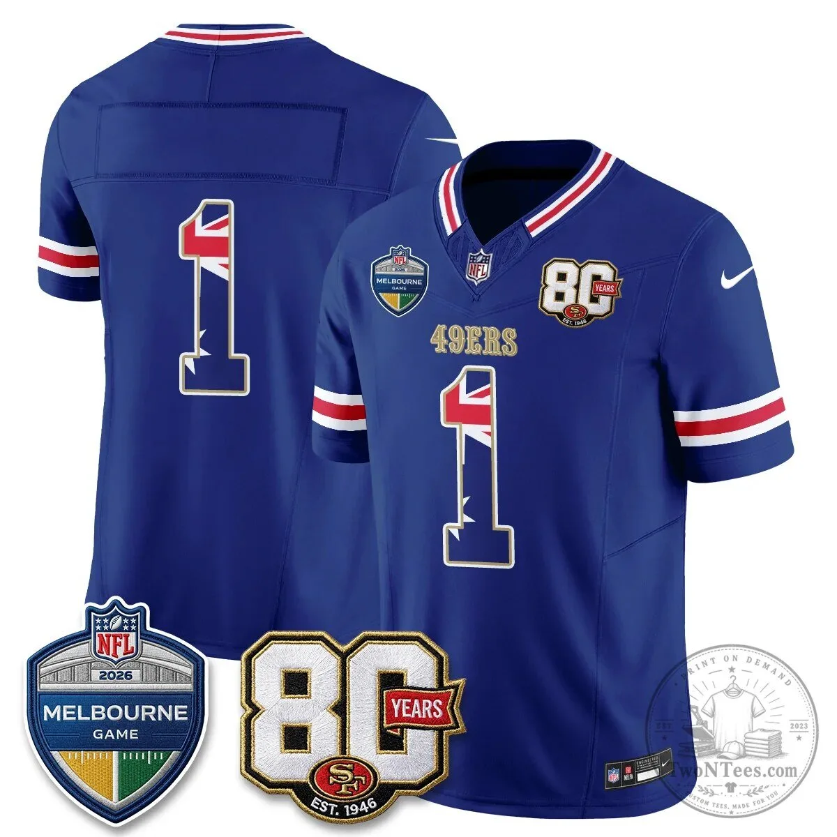 Christian McCaffrey San Francisco 49ers Melbourne Game 2026 Black Football Jersey 94 Christian McCaffrey San Francisco 49ers Melbourne Game 2026 Black Football Jersey