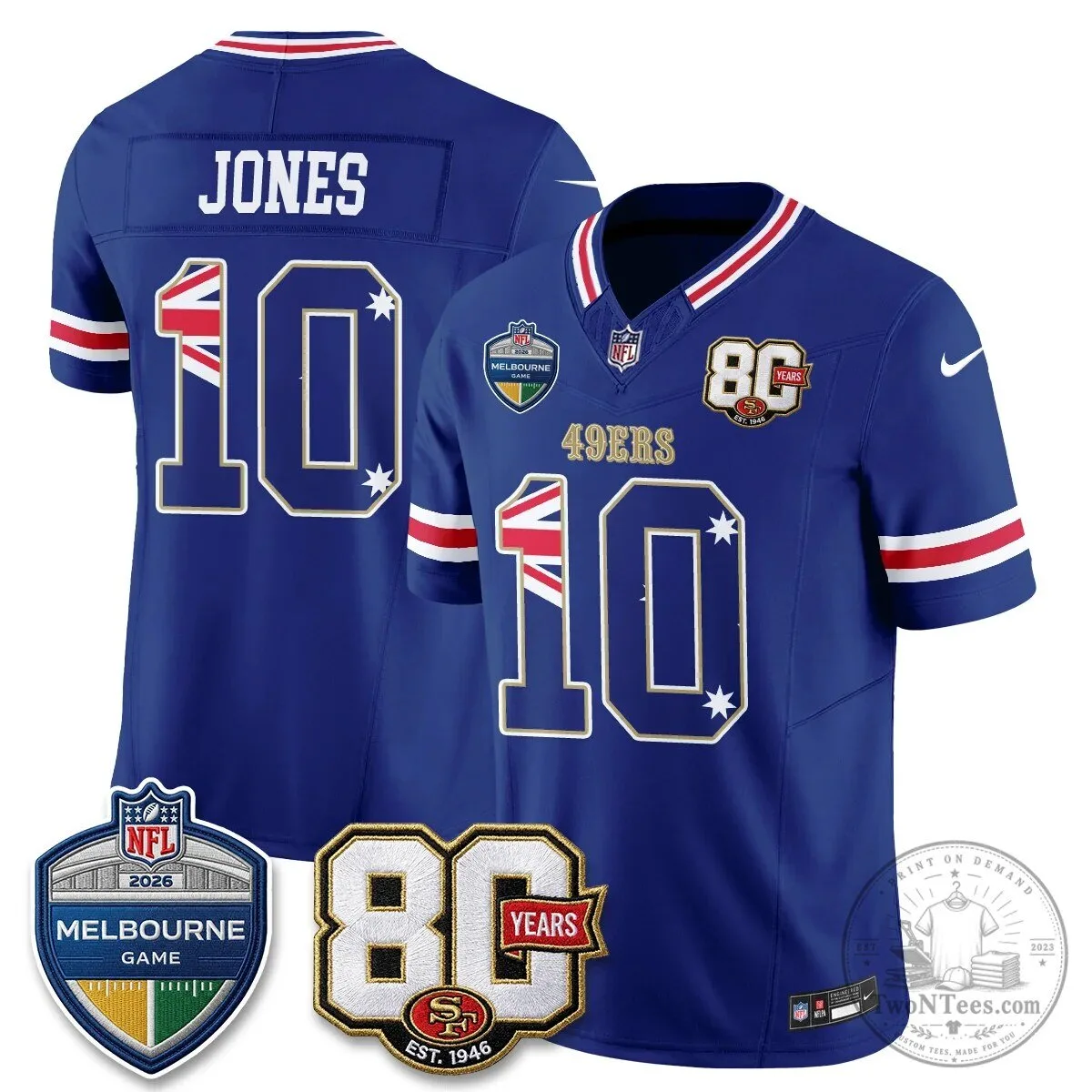 Christian McCaffrey San Francisco 49ers Melbourne Game 2026 Black Football Jersey 95 Christian McCaffrey San Francisco 49ers Melbourne Game 2026 Black Football Jersey