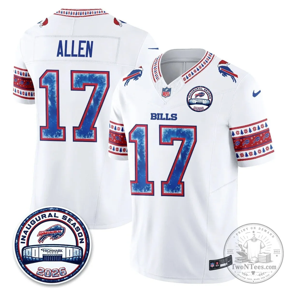 Josh Allen Christmas Edition Jersey for Inaugural Season - Buffalo Bills