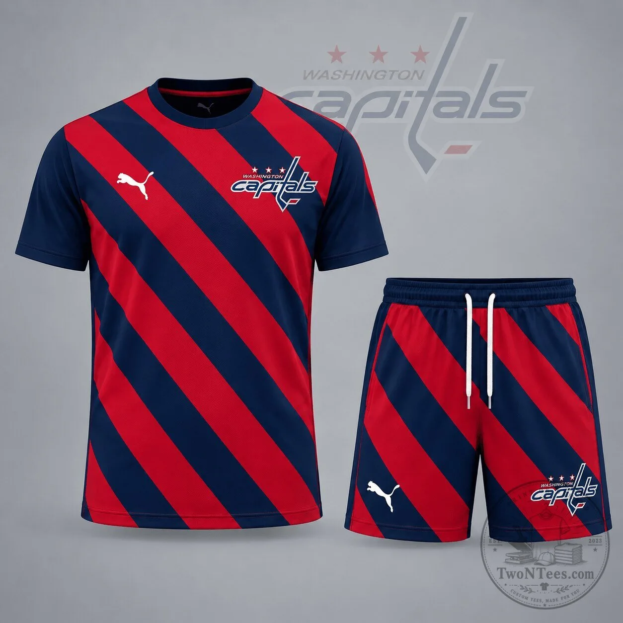Washington Capitals National Hockey League Diagonal Stripe T-Shirt and Shorts Set