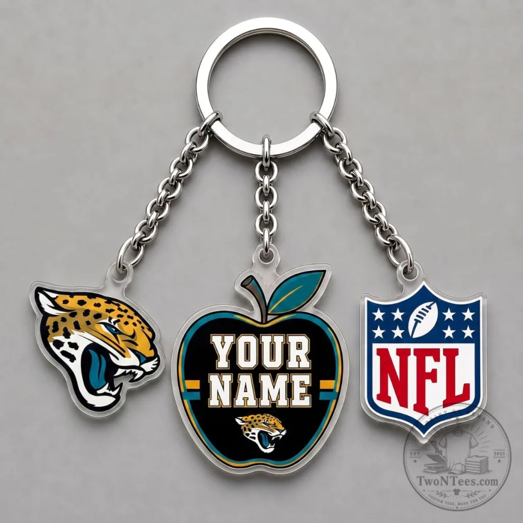 Jacksonville Jaguars Personalized Apple Triple Charm Keychain Jacksonville Jaguars Personalized Apple Triple Charm Keychain