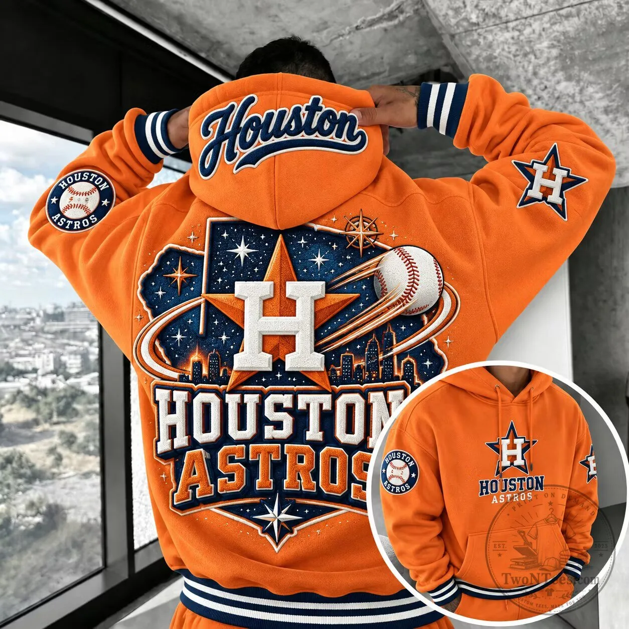 Houston Astros Baseball Team Logo Orange Fan Apparel Hoodie