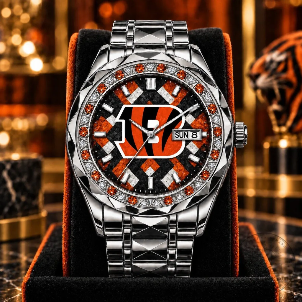Cincinnati Bengals National Football League Luxury Men's Stainless Steel Watch Cincinnati Bengals National Football League Luxury Men's Stainless Steel Watch