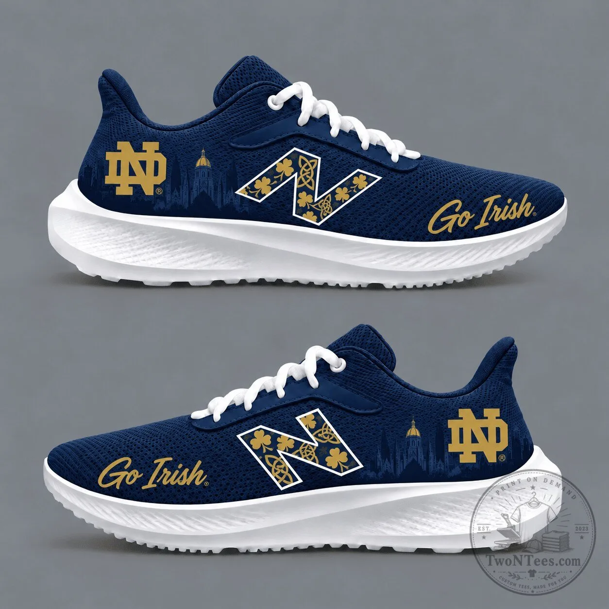 College Football Team Fan Shoes for Notre Dame Fighting Irish Supporters