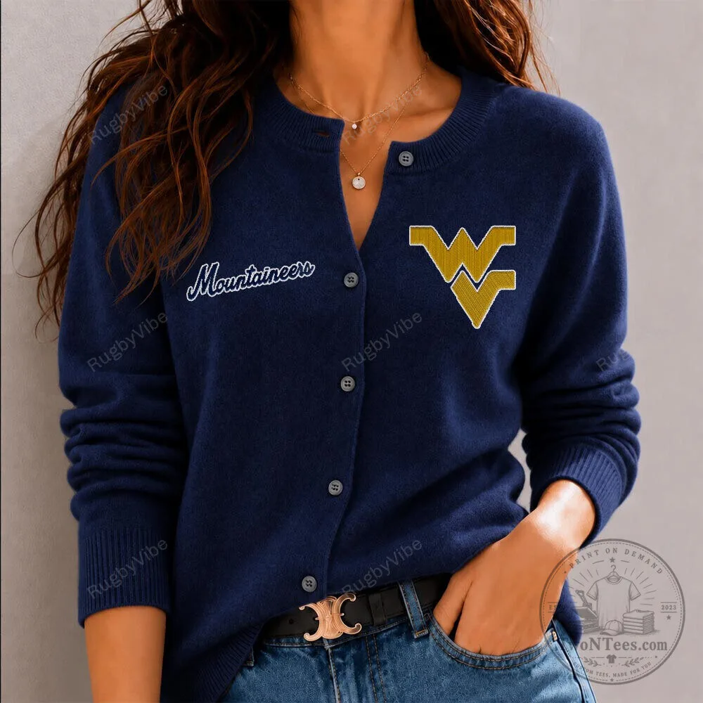 West Virginia Mountaineers University Logo Cardigan Sweater