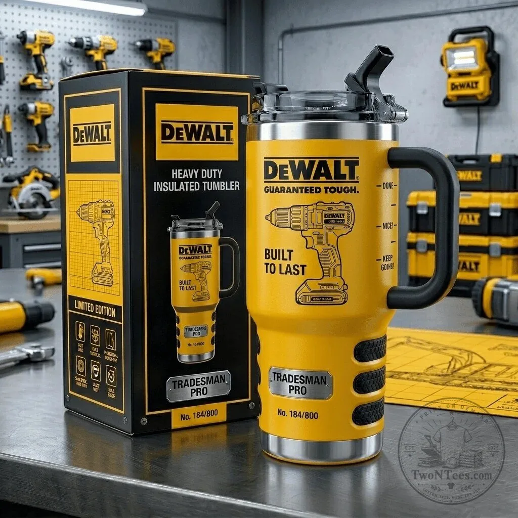 Insulated Heavy Duty Tumbler with Handle and Straw by DeWalt Tradesman Pro