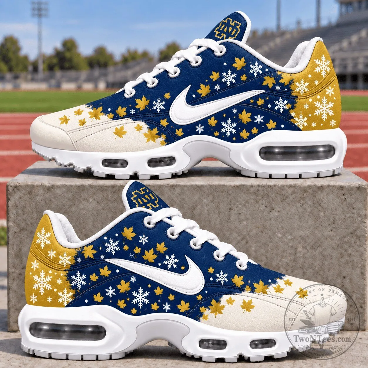 Notre Dame Fighting Irish Fall Snowflakes Maple Leaves Sneakers