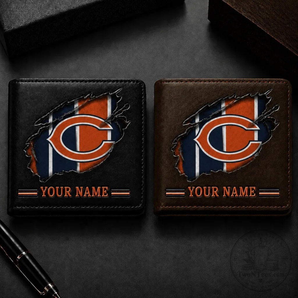 Chicago Bears Personalized Custom Name Faux Leather Wallet Chicago Bears Personalized Custom Name Faux Leather Wallet