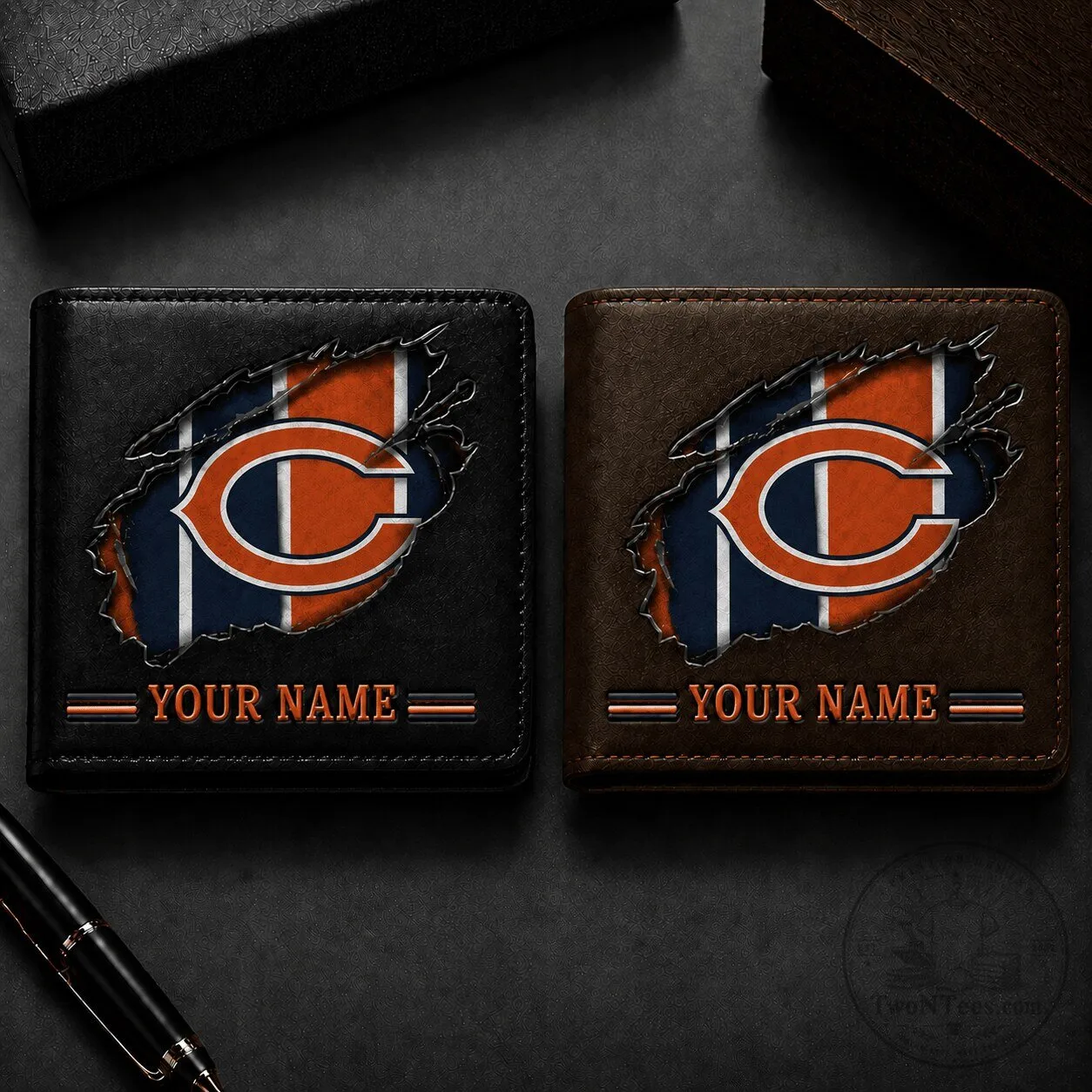 Chicago Bears Personalized Custom Name Faux Leather Wallet