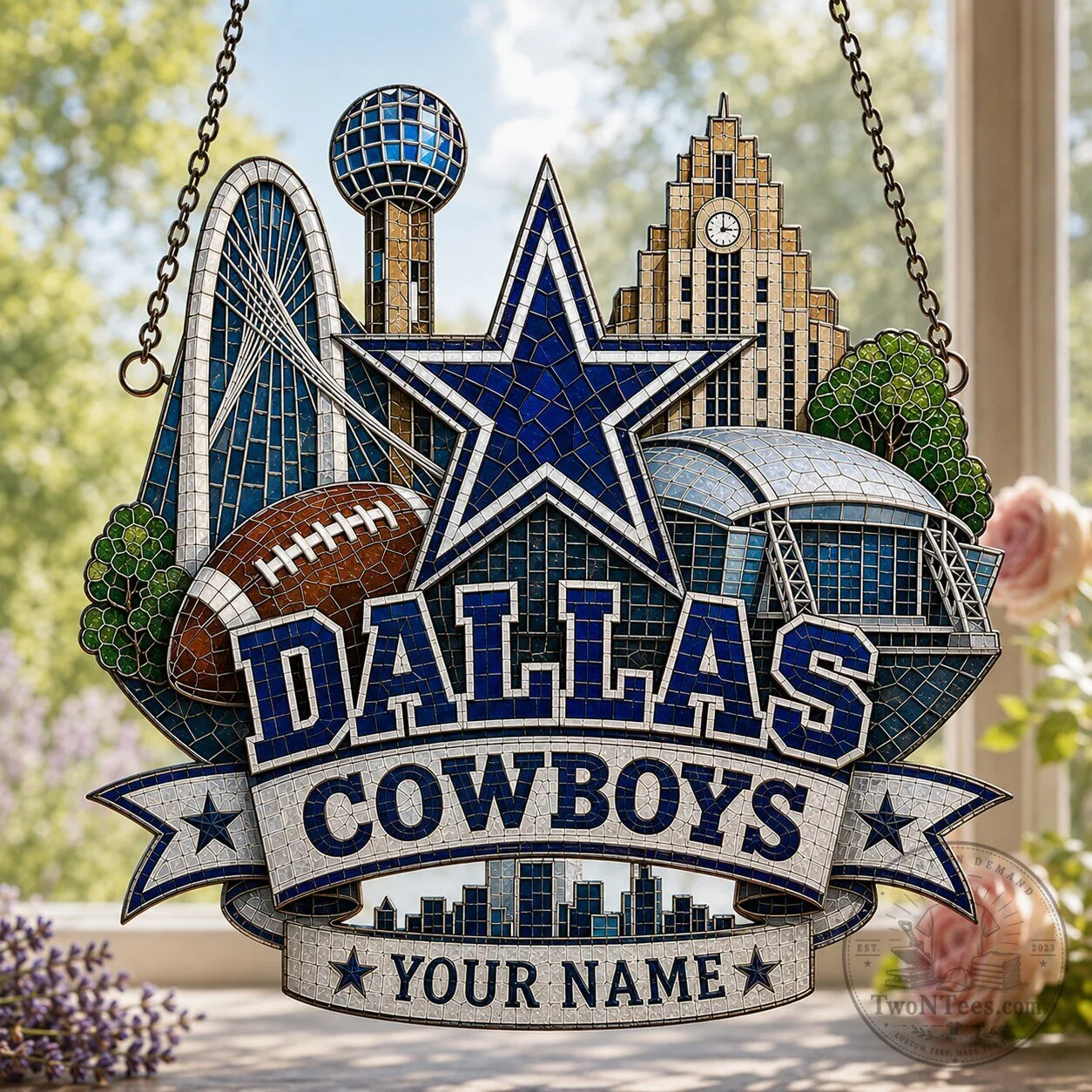 Dallas Cowboys National Football League Stained Glass Suncatcher Window Hanging