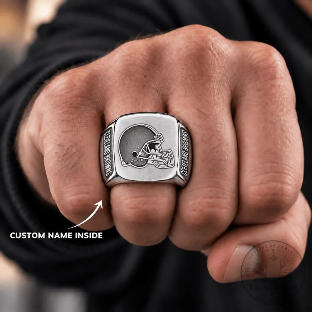 Cleveland Browns Football Team Helmet Engraved Custom Name Ring Cleveland Browns Football Team Helmet Engraved Custom Name Ring