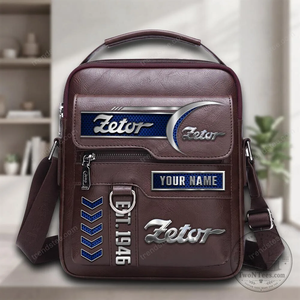 Zetor Est. 1946 Personalized Brown Leather Shoulder Bag