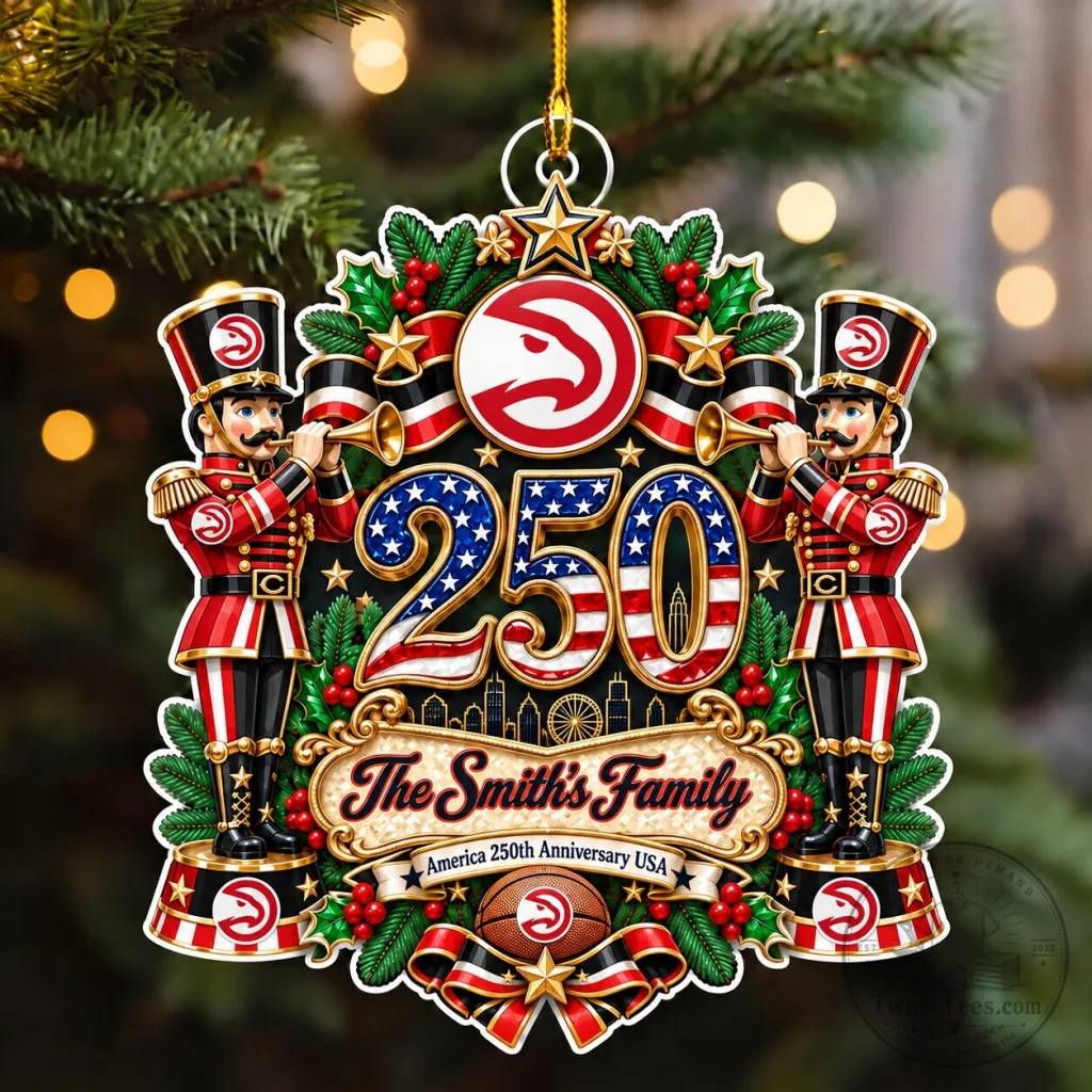 Atlanta Hawks Basketball Team 250th Anniversary Christmas Ornament Atlanta Hawks Basketball Team 250th Anniversary Christmas Ornament