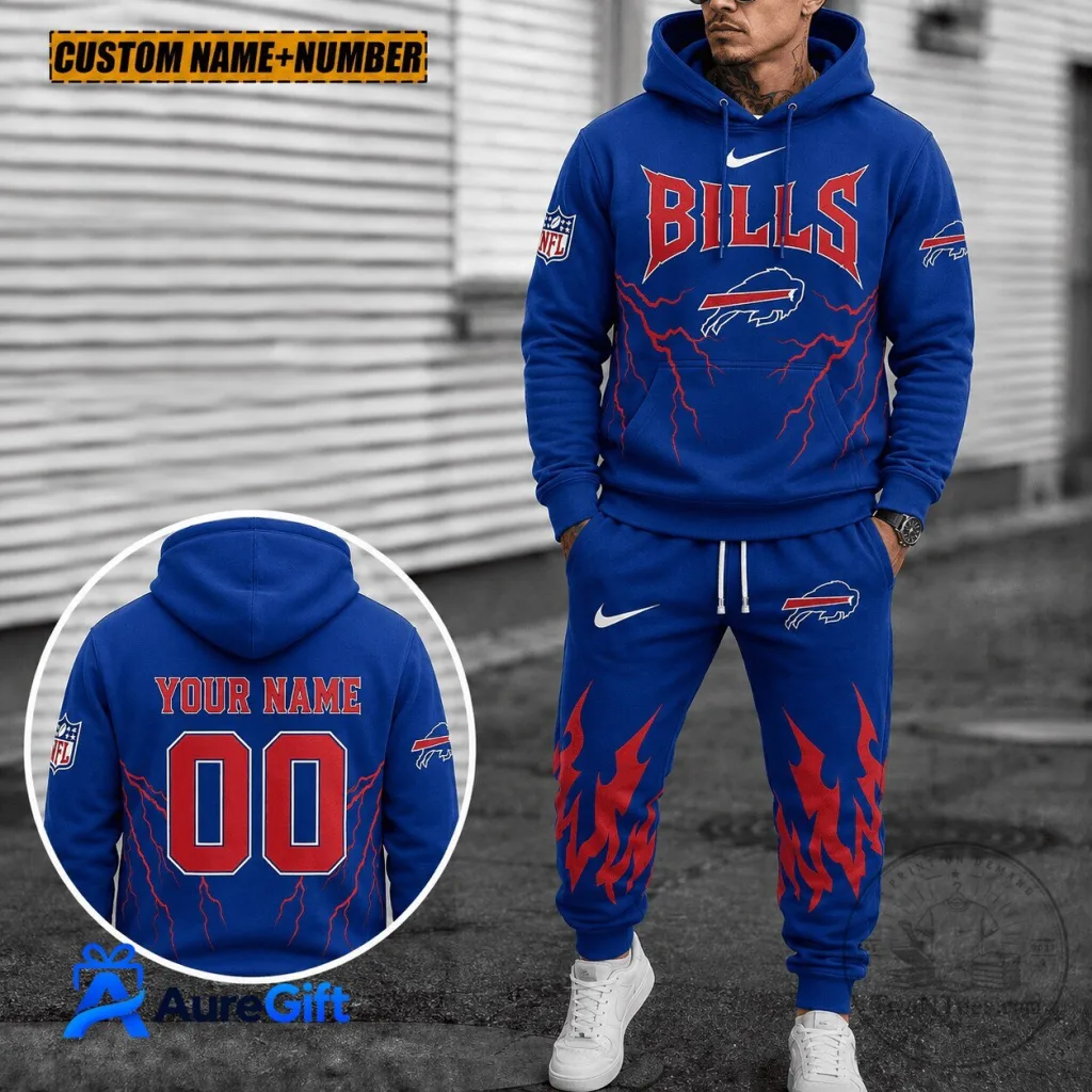 Buffalo Bills Custom Name And Number Football Team Hoodie And Sweatpants Set Buffalo Bills Custom Name And Number Football Team Hoodie And Sweatpants Set