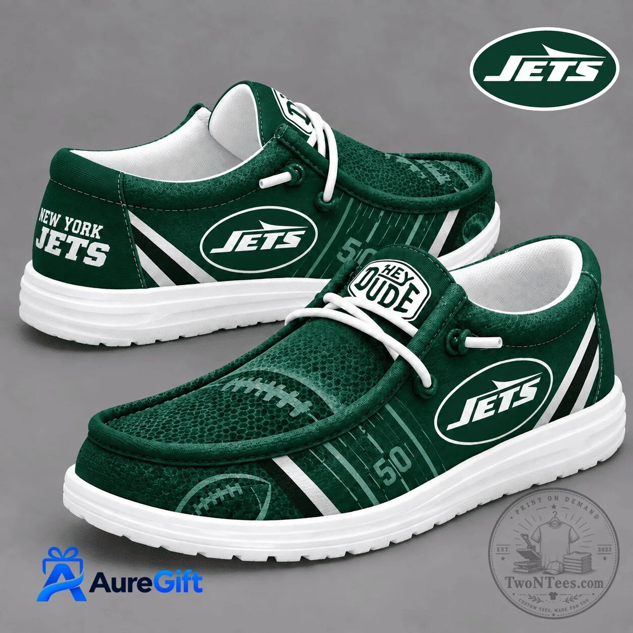 New York Jets Hey Dude Style Football Team Fan Shoes