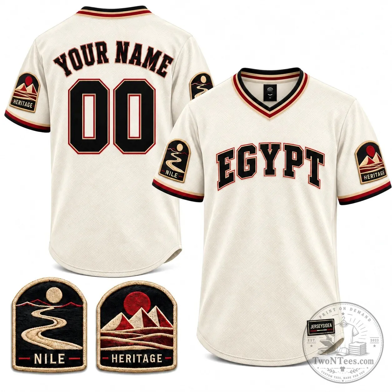 Egypt Nile Heritage Custom Baseball Jersey 5 Egypt Nile Heritage Custom Baseball Jersey
